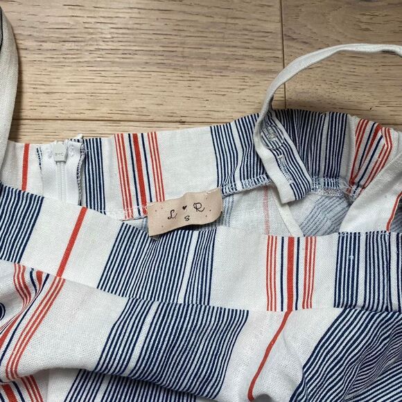 Linen Red White and Blue and Red romper - Picture 5 of 6